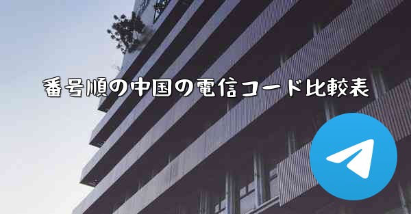 番号順の中国の電信コード比較表